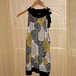 A.N.A Womens Petite Black Yellow Floral Stretchy Halter Top Tye XLP
